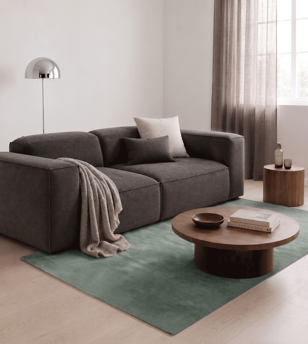 RUG 140 x 200 CM - UNICOLOR DUSTY GREEN