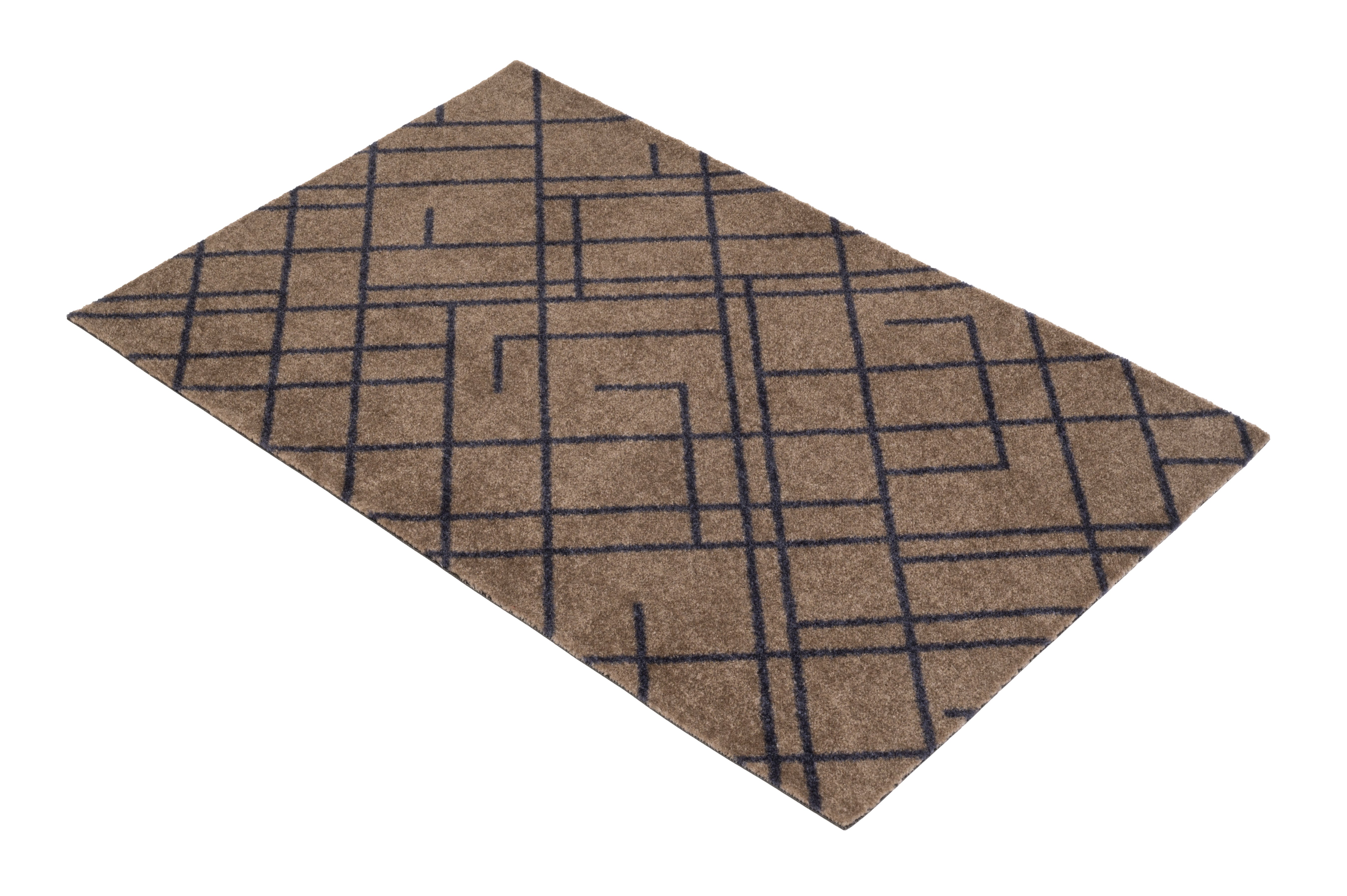 FLOOR MAT 60 x 90 cm - LINES SAND / BLUE-GRAY