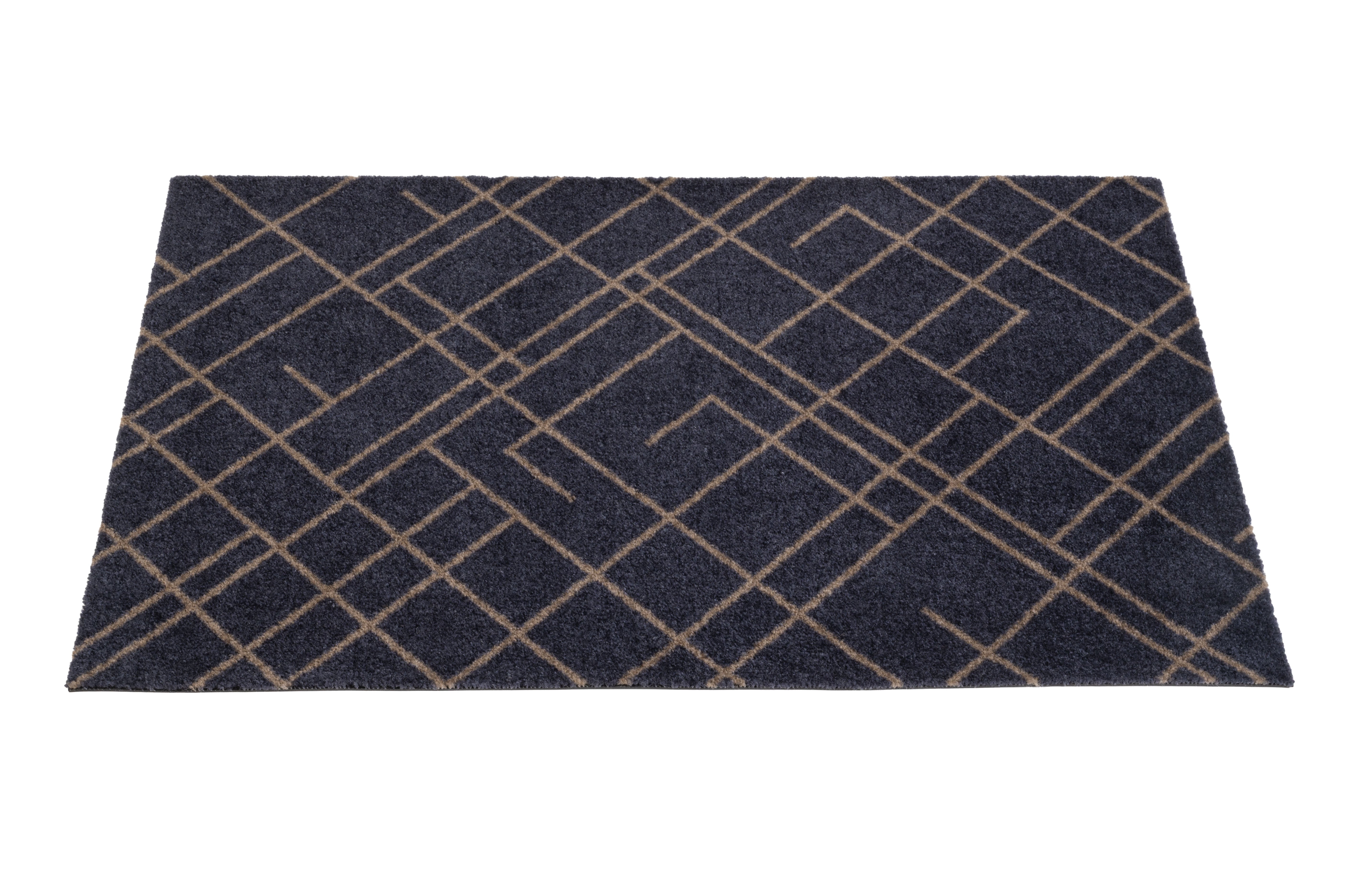 FLOOR MAT 60 x 90 cm - LINES BLUE-GRAY / SAND