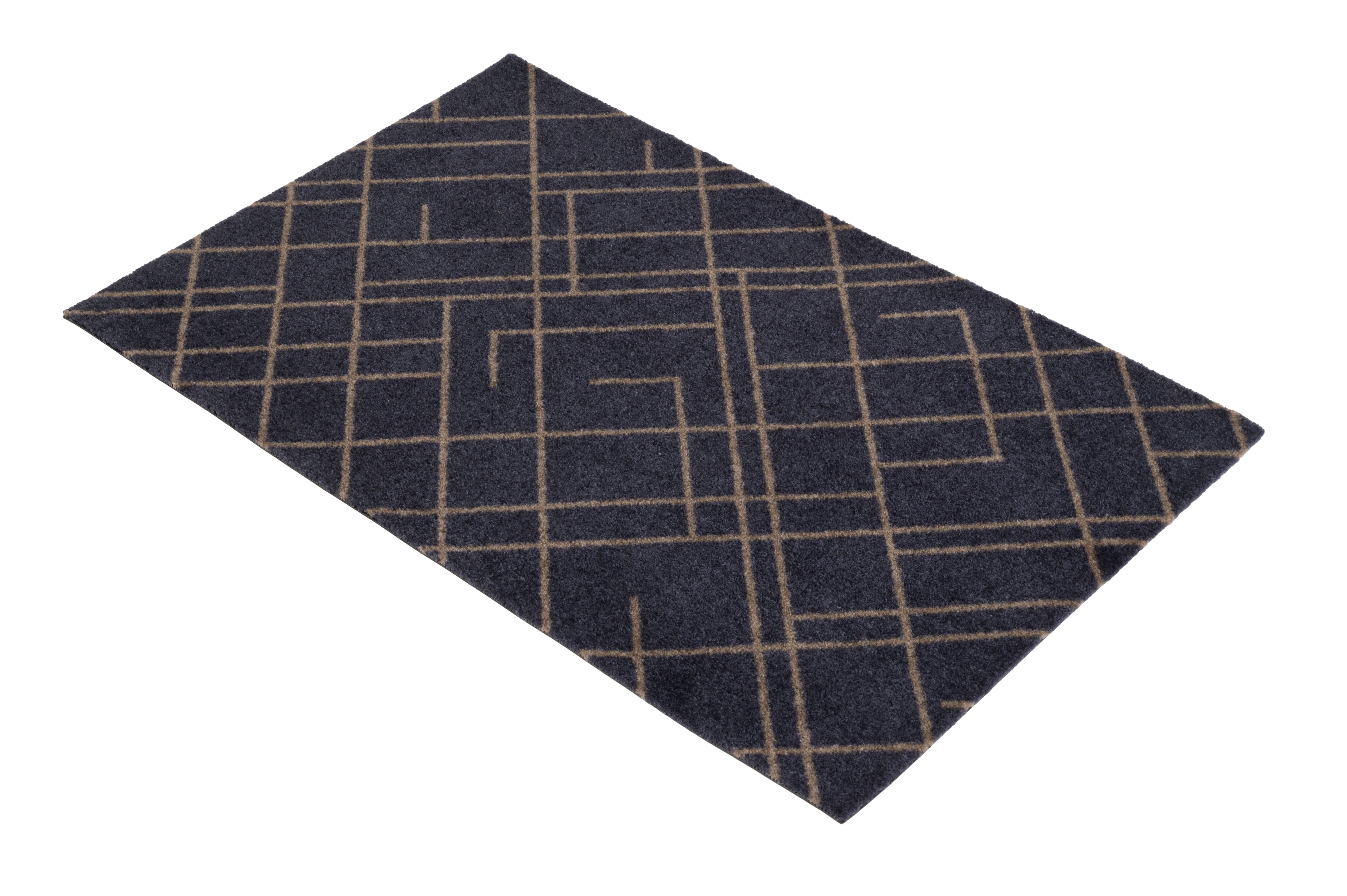 FLOOR MAT 60 x 90 cm - LINES BLUE-GRAY / SAND