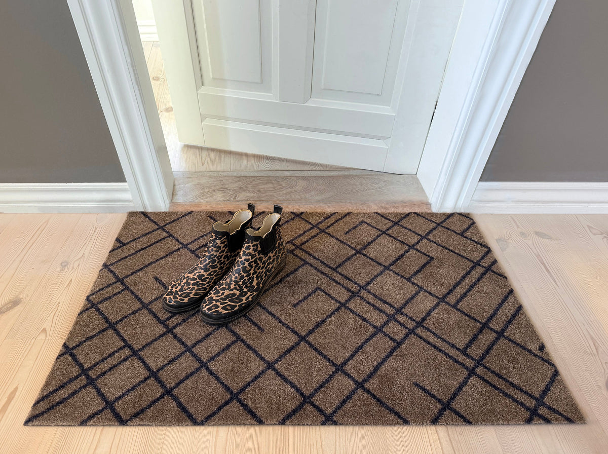 FLOOR MAT 60 x 90 cm - LINES SAND / BLUE-GRAY
