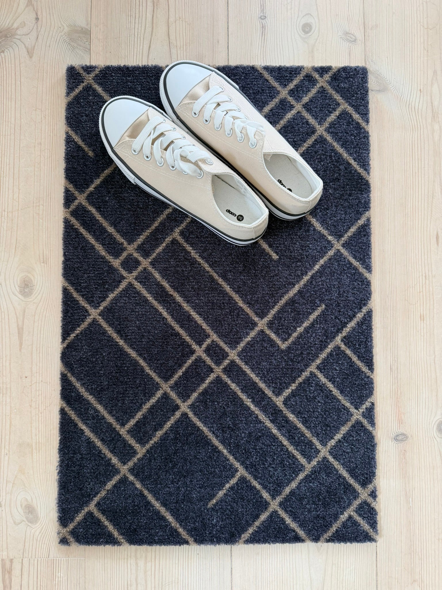 FLOOR MAT 40 x 60 cm - LINES BLUE-GRAY / SAND
