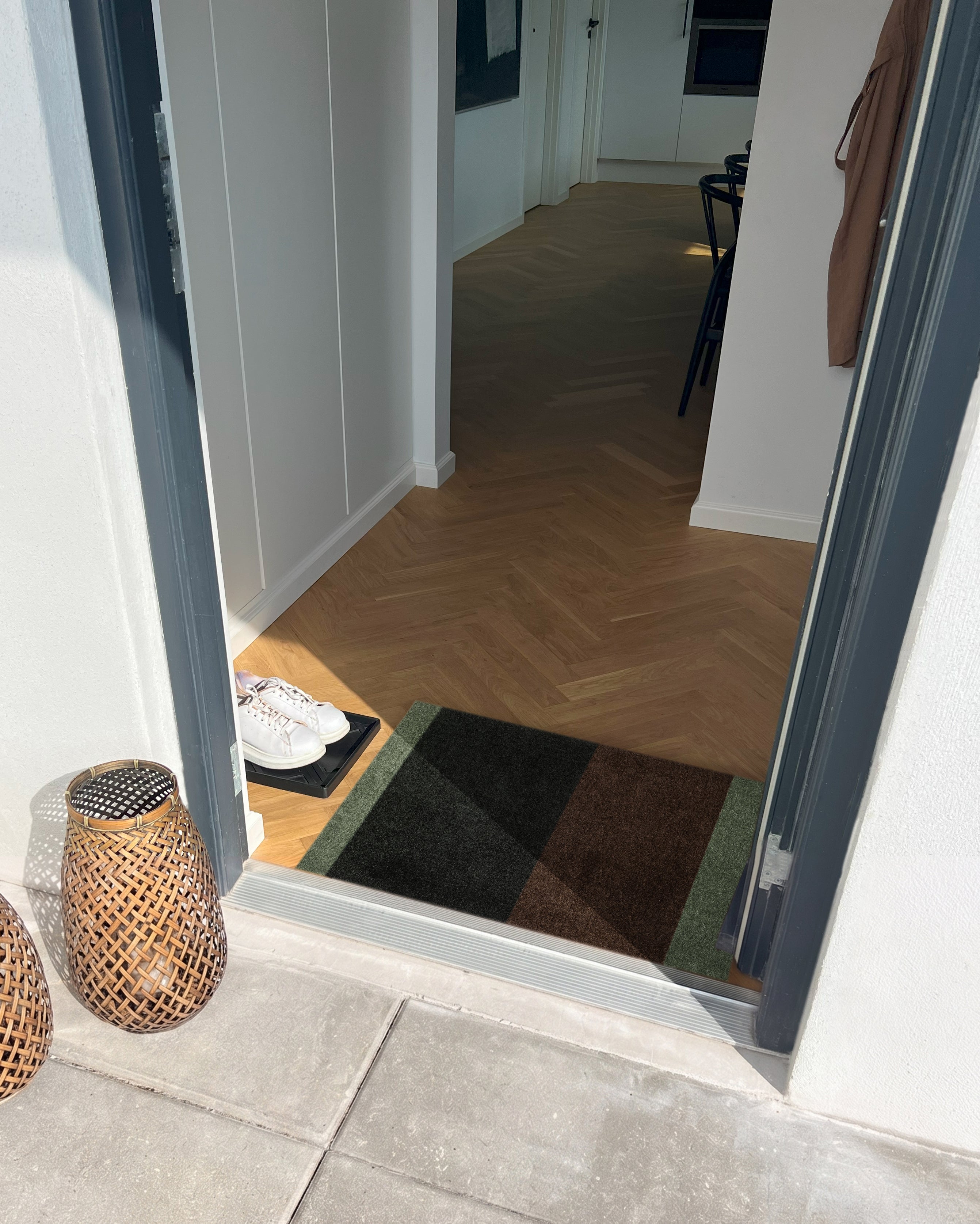 DOORMAT 60 x 90 cm - STRIPES GREEN / BROWN