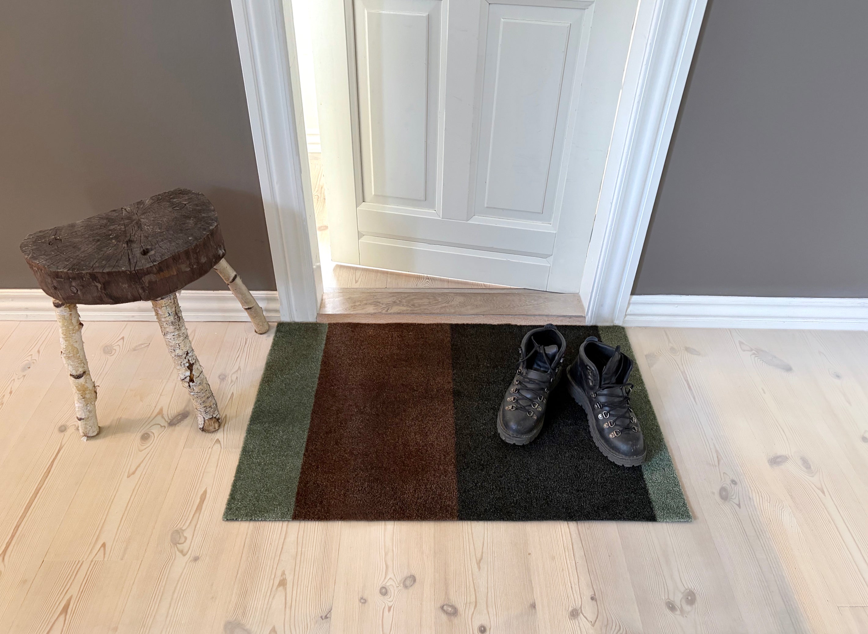 DOORMAT 60 x 90 cm - STRIPES GREEN / BROWN