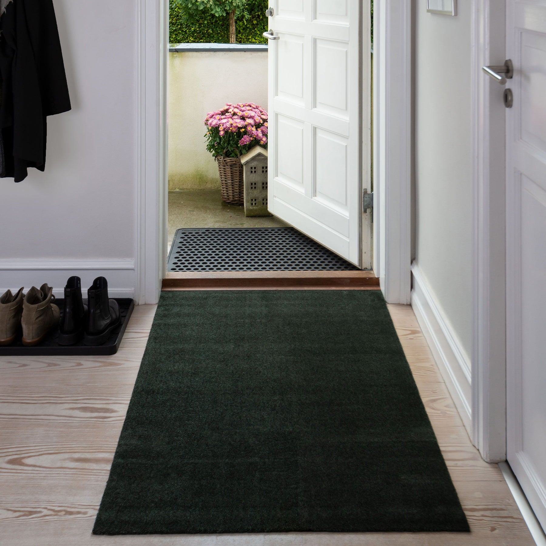 FLOOR MAT 90 X 130 cm UNICOLOR DARK GREEN