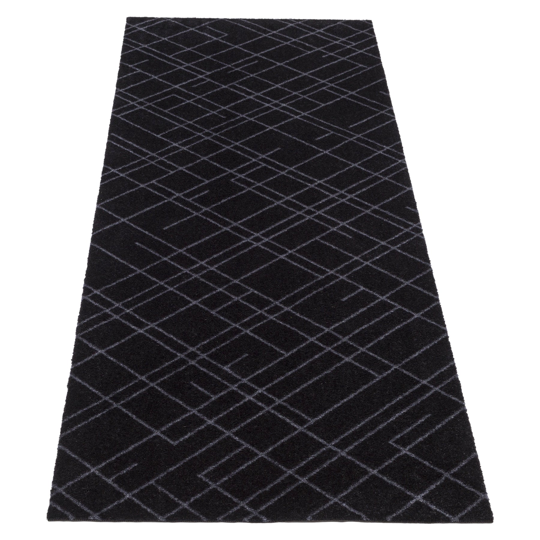 FLOOR MAT 67 x 200 CM LINES/BLACK GREY