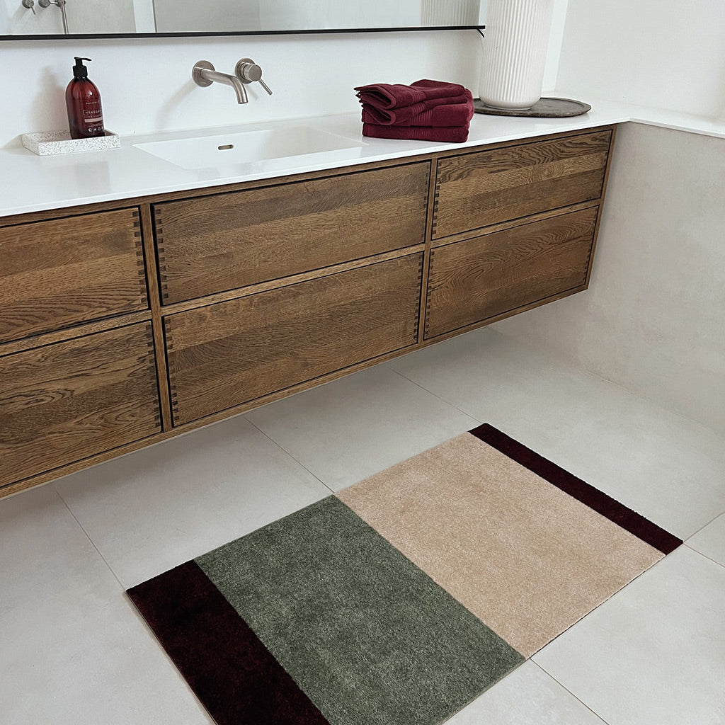 Stripes måtte Green/Ivory/Bordeaux | Designmåtte til entré