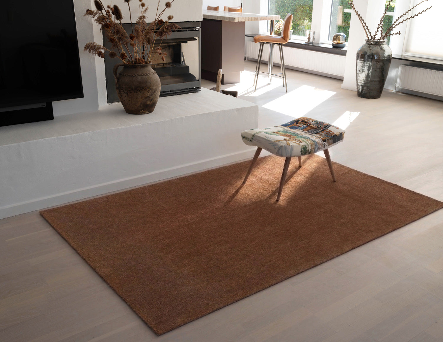 Rug 140 x 200 cm Cognac | Rug for living room, hallway & bedroom