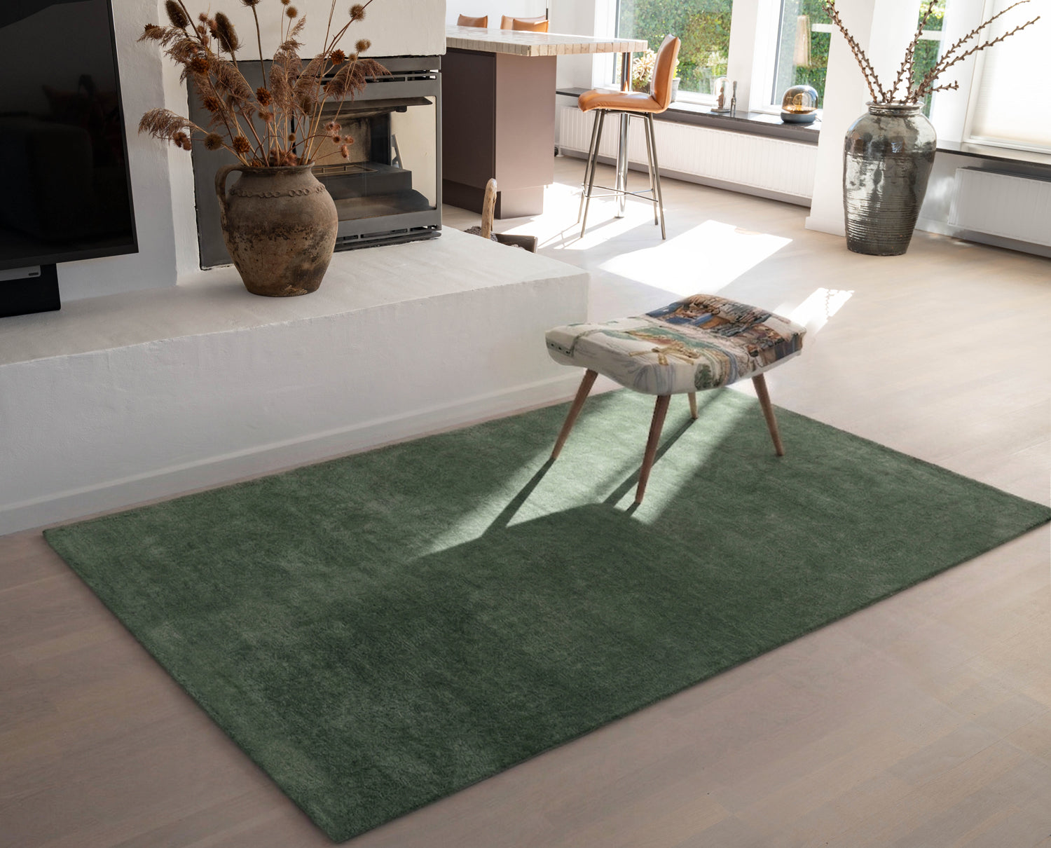rug / FLOOR MAT 140 x 200 CM - UNI COLOR DUSTY GREEN