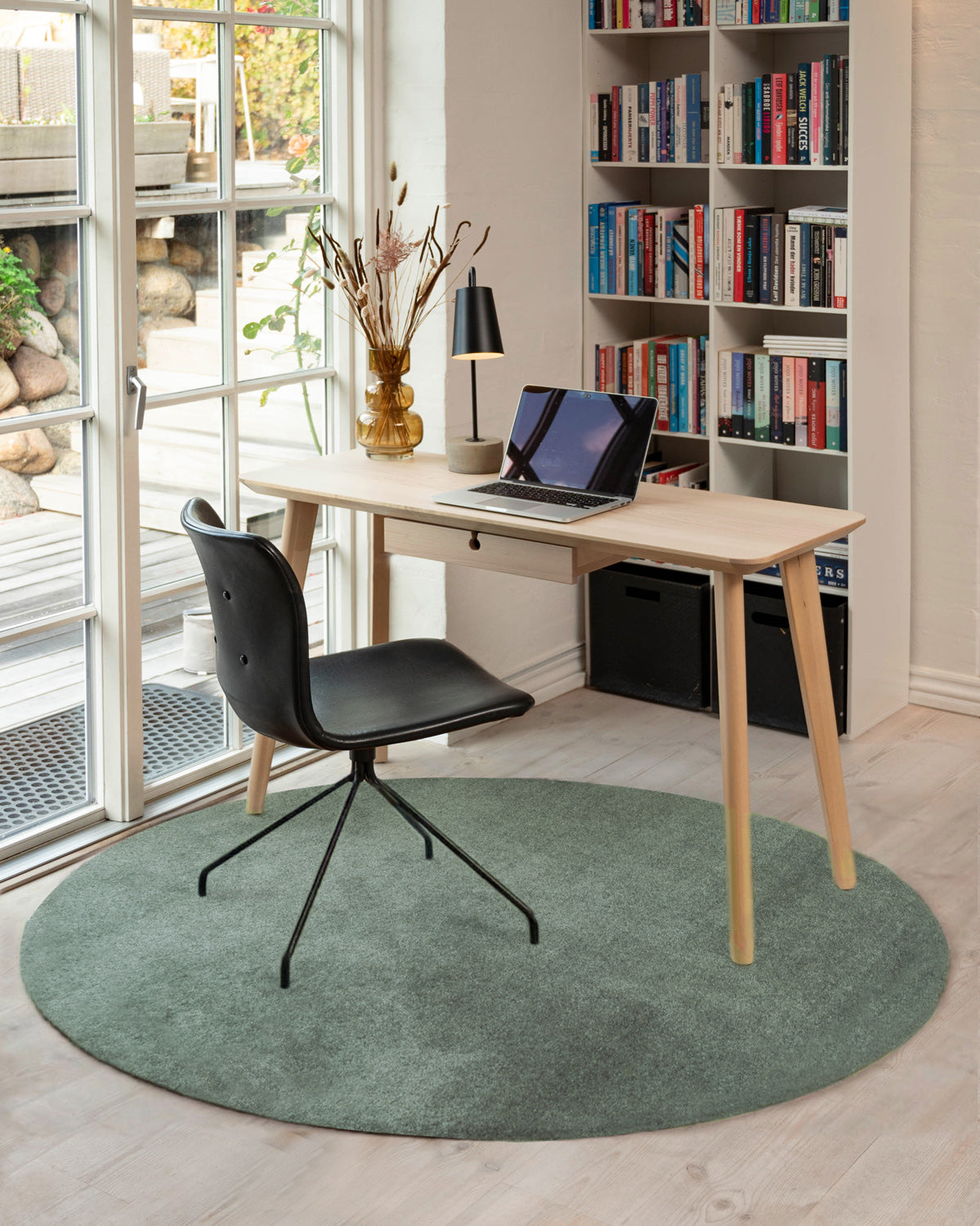 Round rug Ø200 cm Dusty Green | Rug for living room, hallway