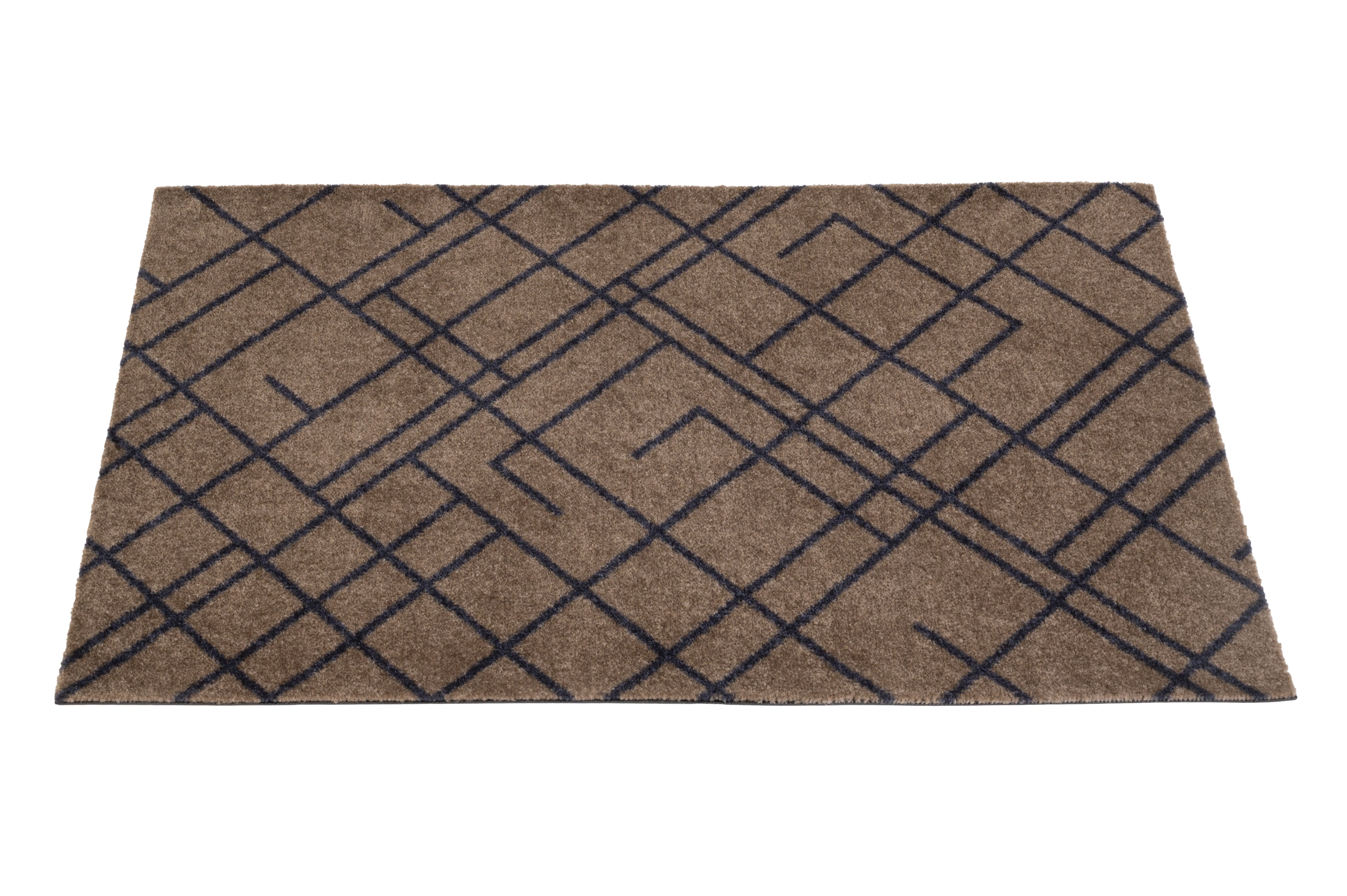 FLOOR MAT 60 x 90 cm - LINES SAND / BLUE-GRAY