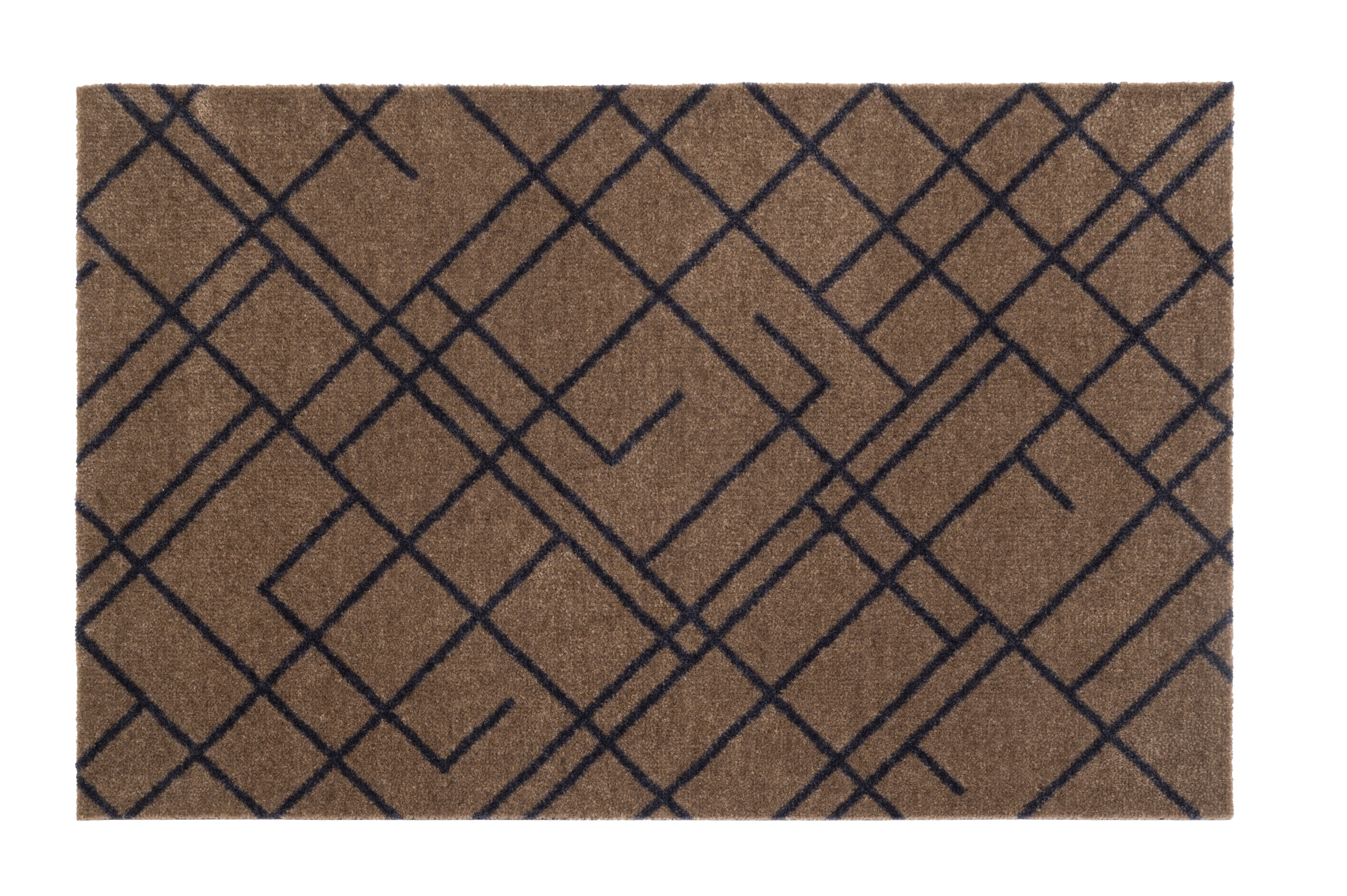 FLOOR MAT 60 x 90 cm - LINES SAND / BLUE-GRAY