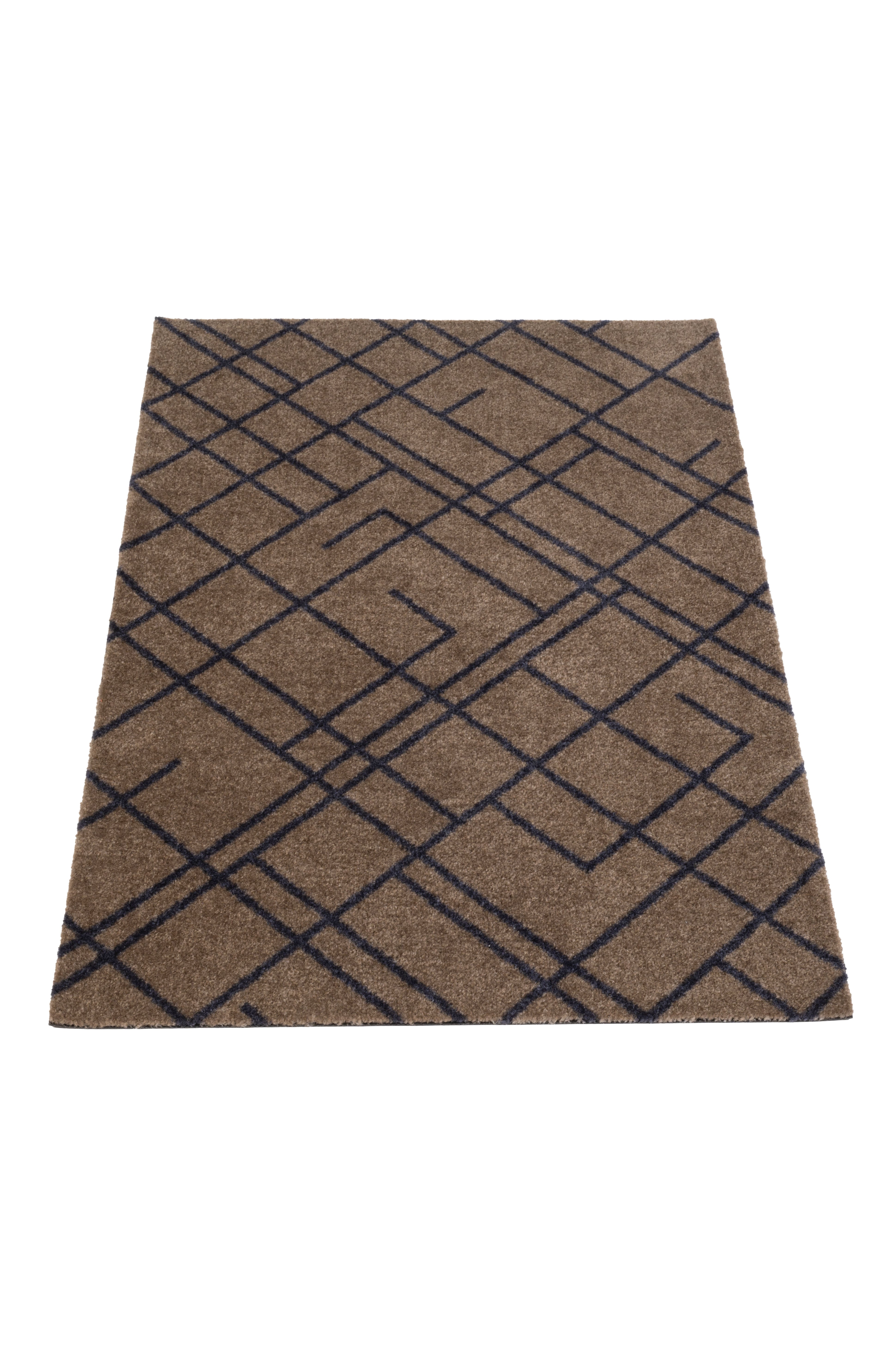 FLOOR MAT 60 x 90 cm - LINES SAND / BLUE-GRAY