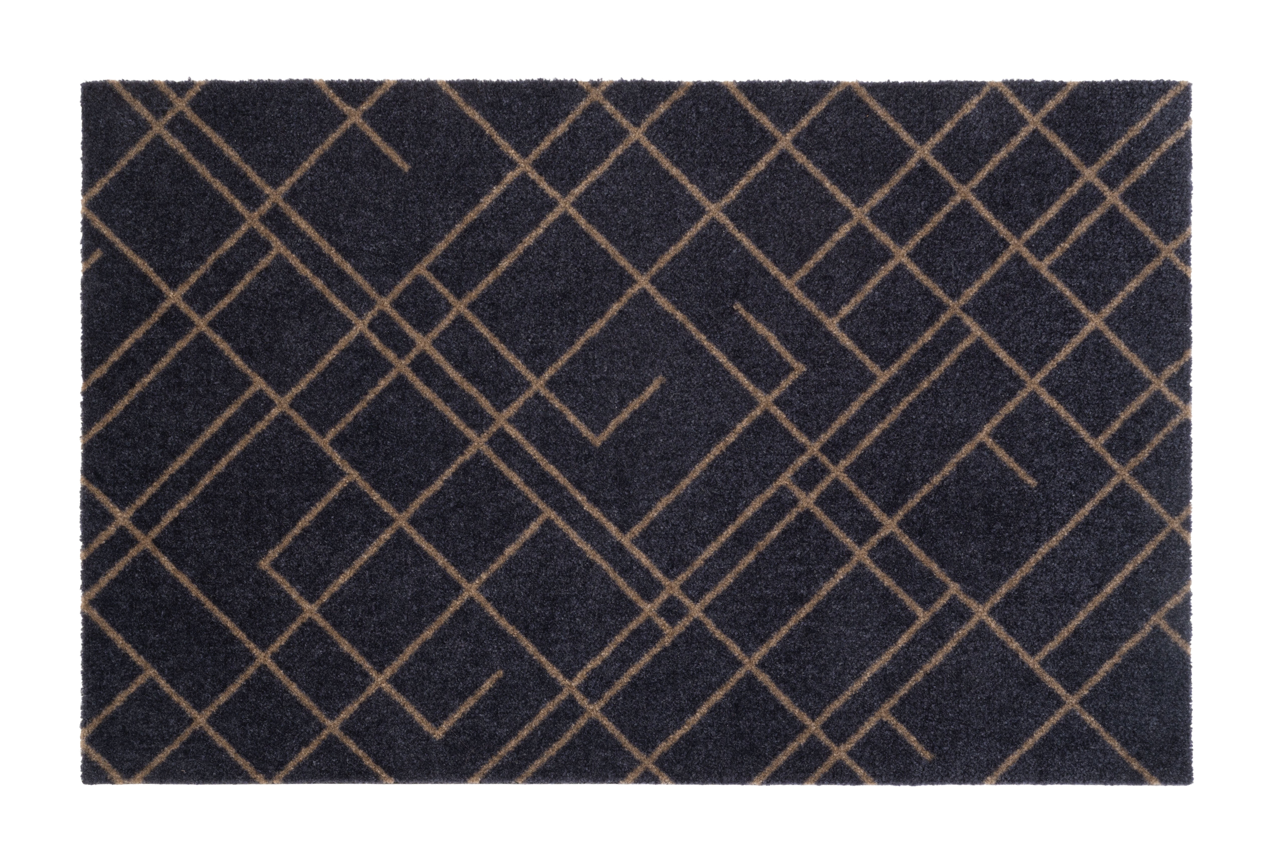 FLOOR MAT 60 x 90 cm - LINES BLUE-GRAY / SAND