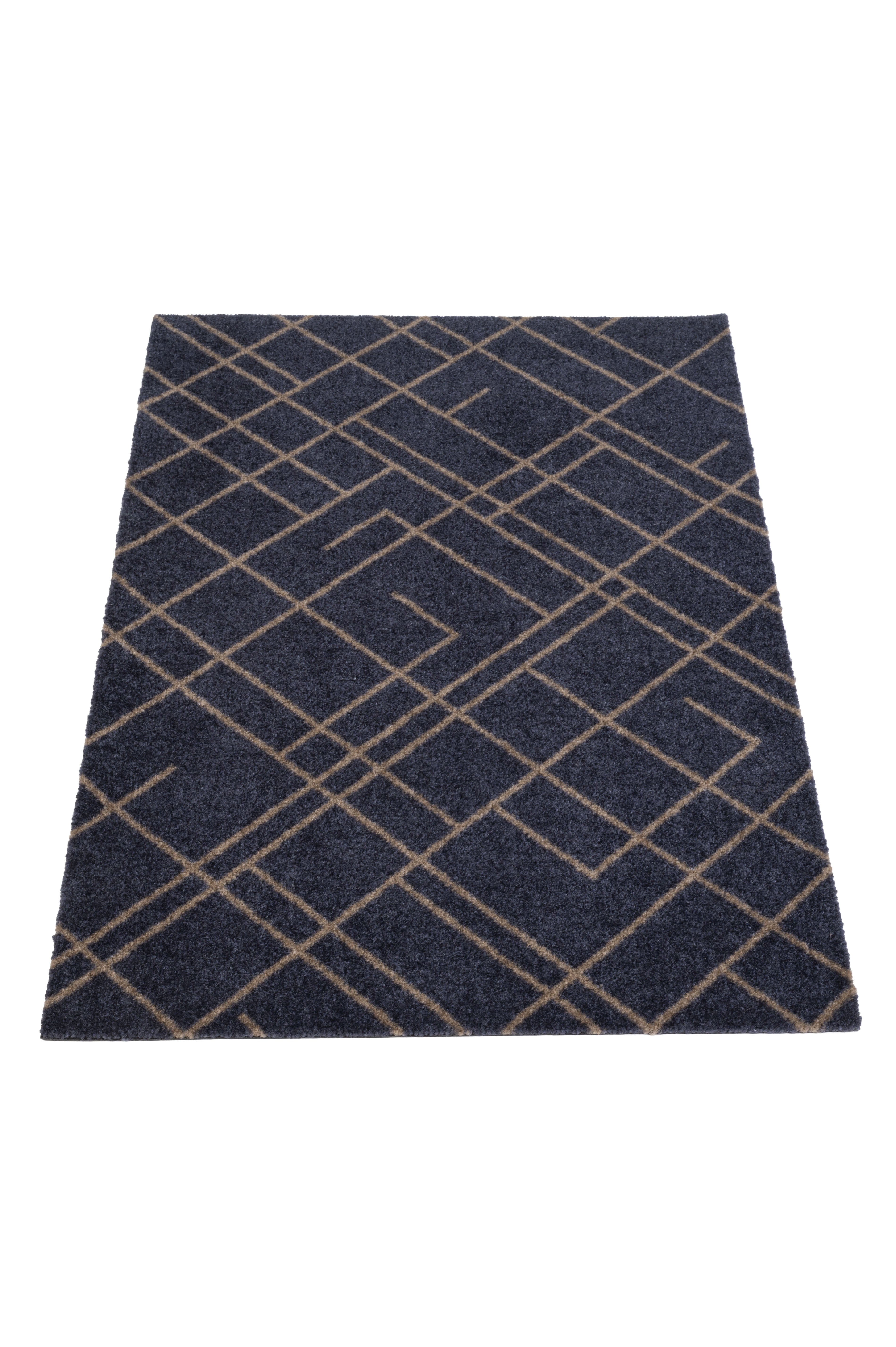 FLOOR MAT 60 x 90 cm - LINES BLUE-GRAY / SAND