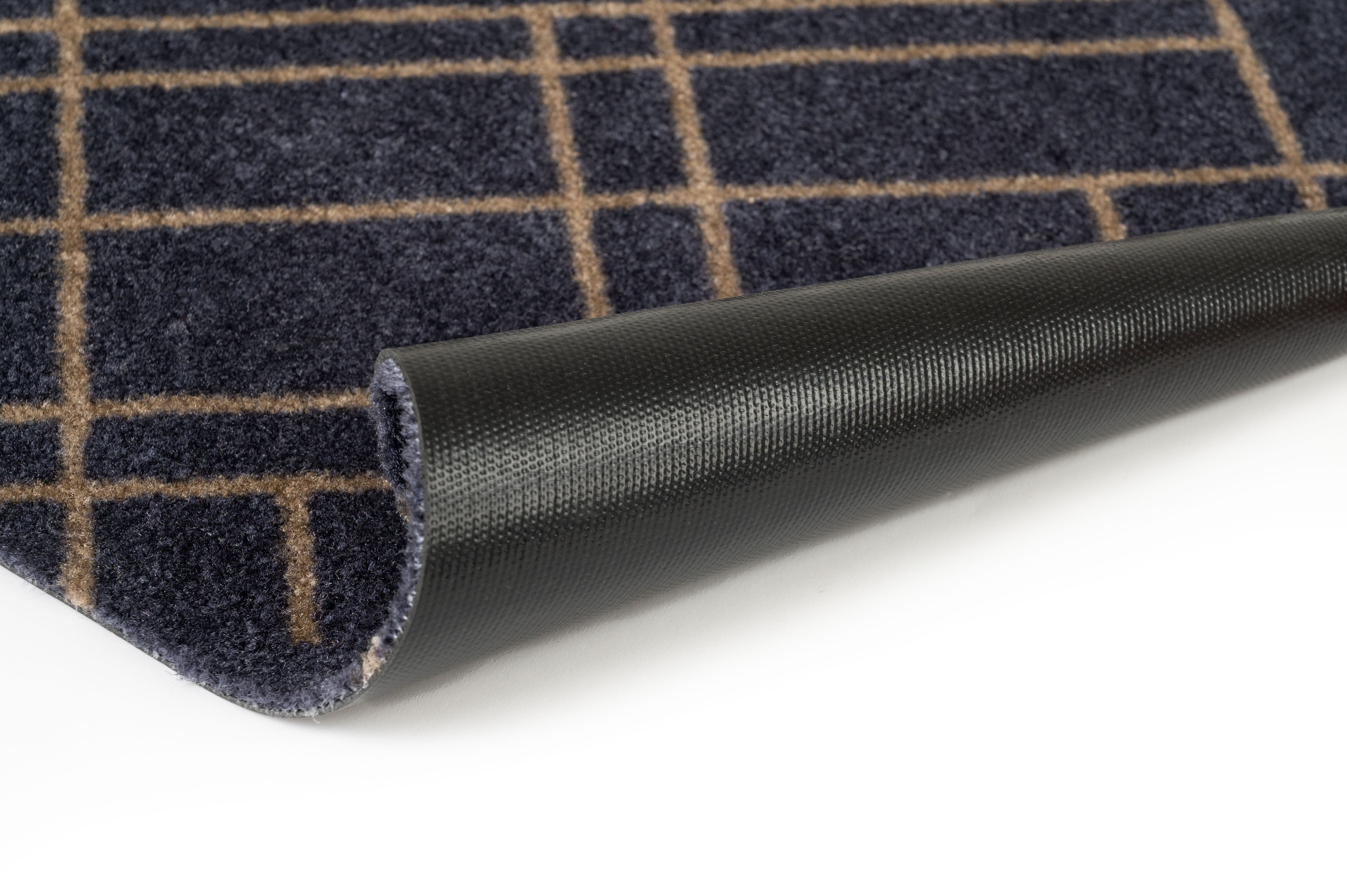 FLOOR MAT 60 x 90 cm - LINES BLUE-GRAY / SAND
