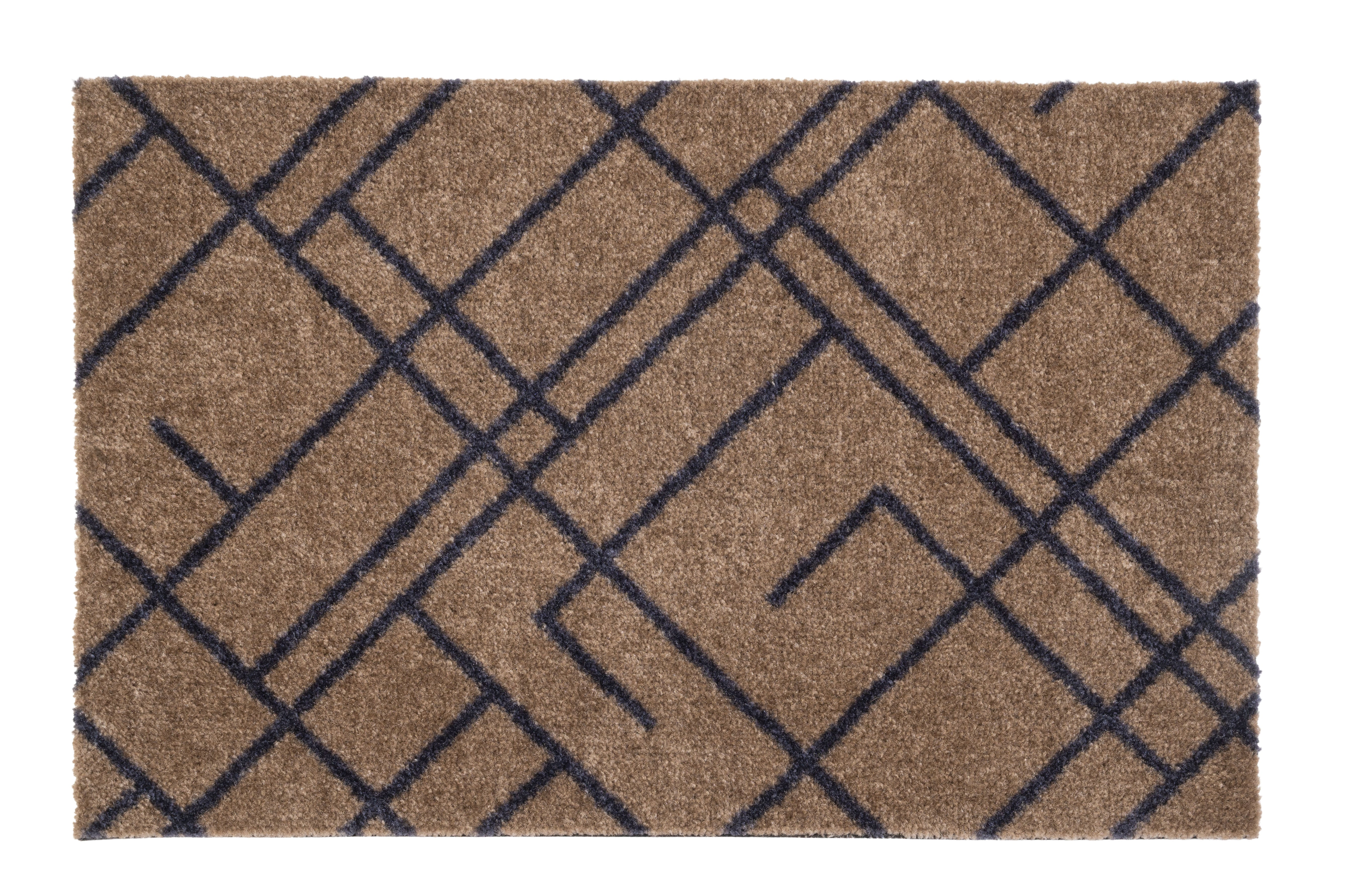 FLOOR MAT 40 x 60 cm - LINES SAND / BLUE-GRAY