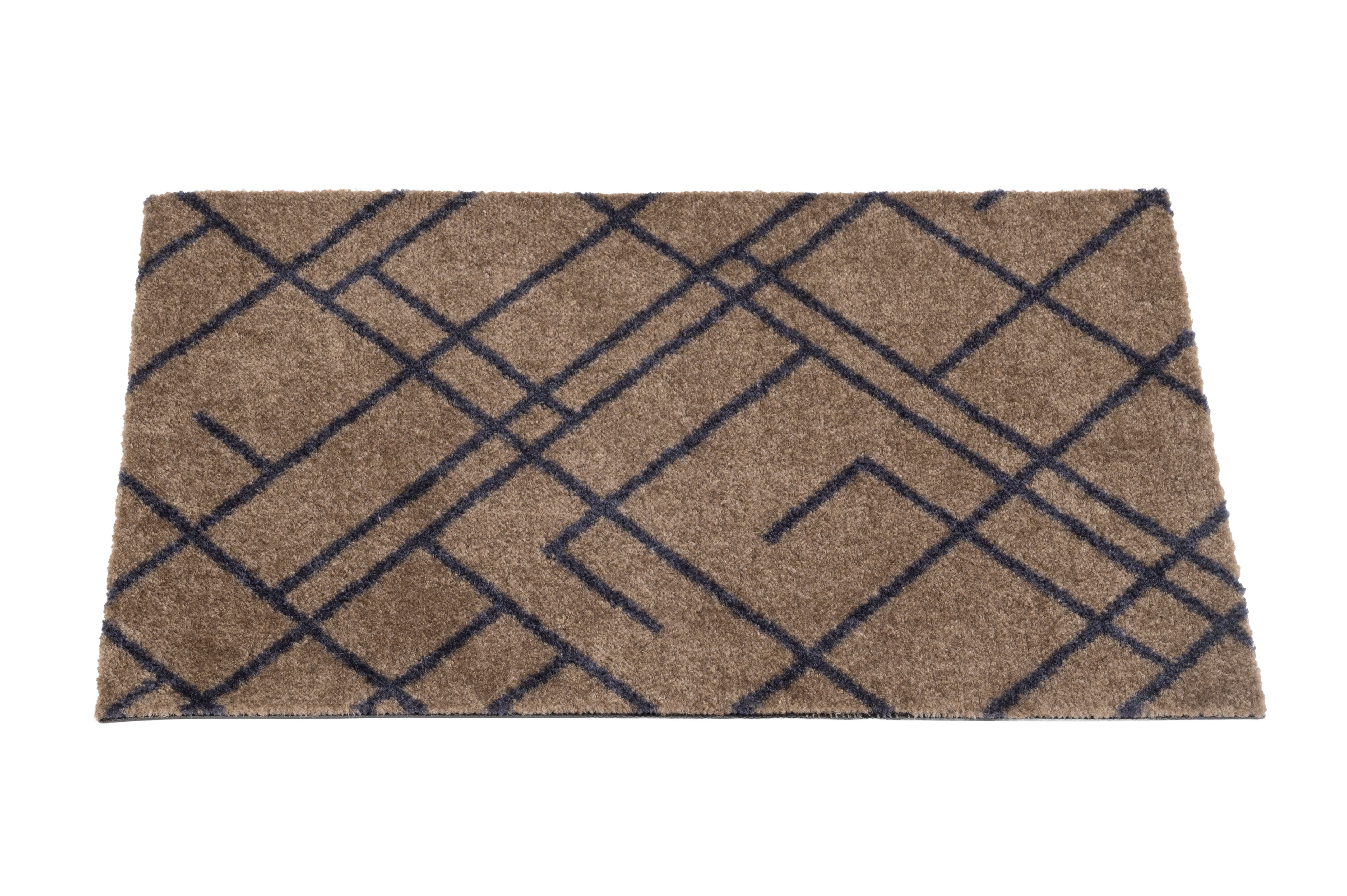 FLOOR MAT 40 x 60 cm - LINES SAND / BLUE-GRAY