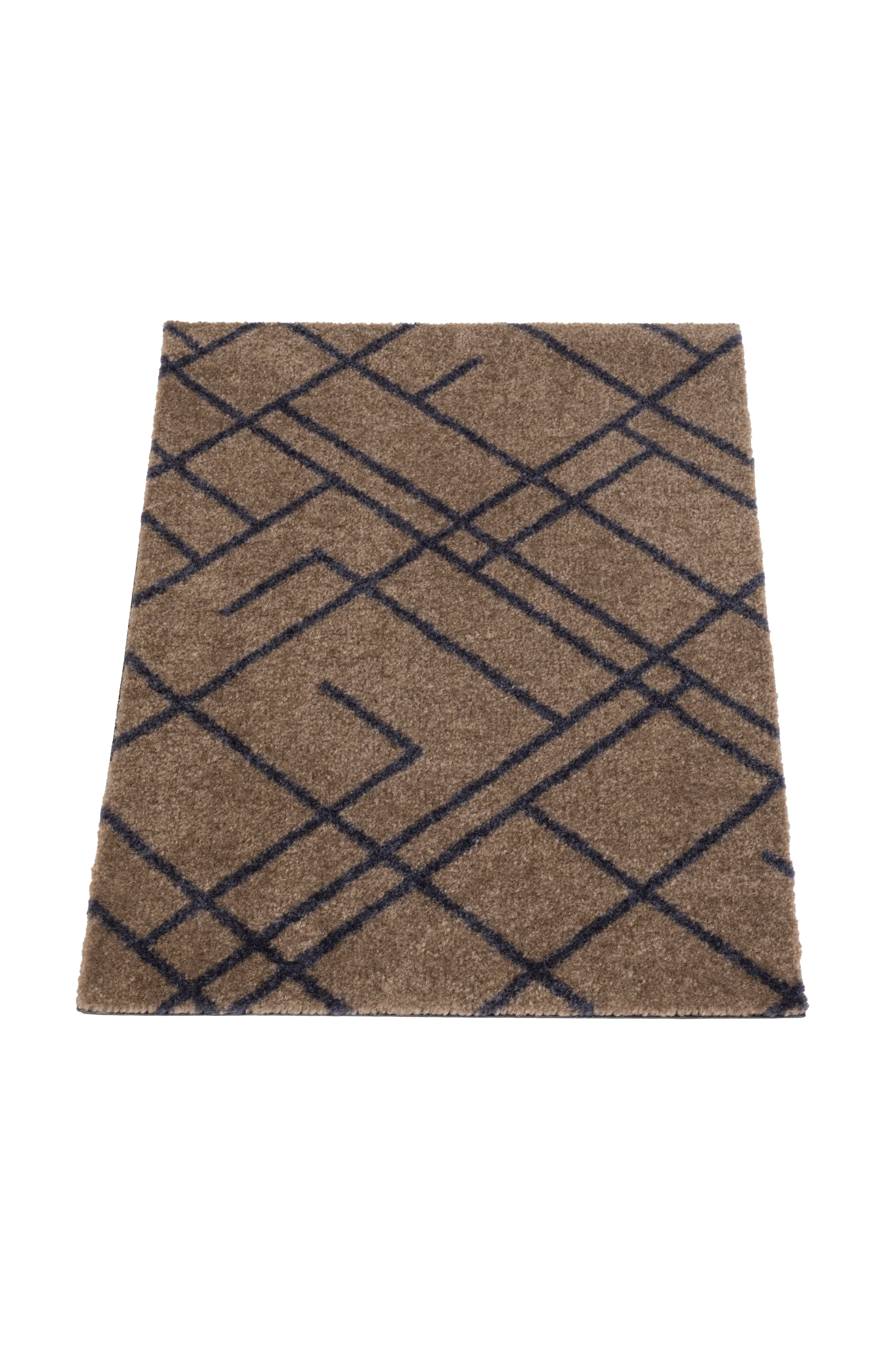 FLOOR MAT 40 x 60 cm - LINES SAND / BLUE-GRAY