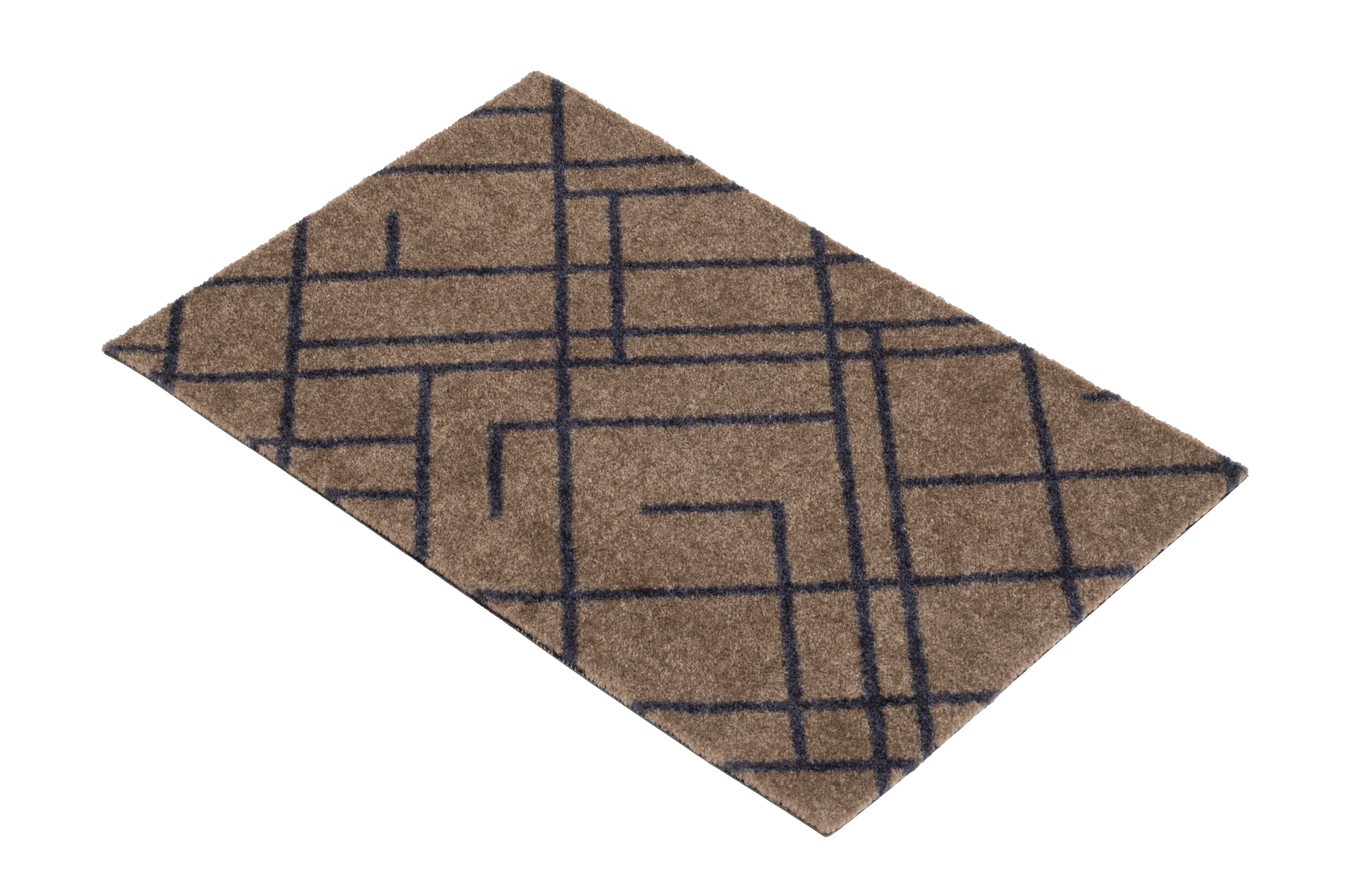 FLOOR MAT 40 x 60 cm - LINES SAND / BLUE-GRAY