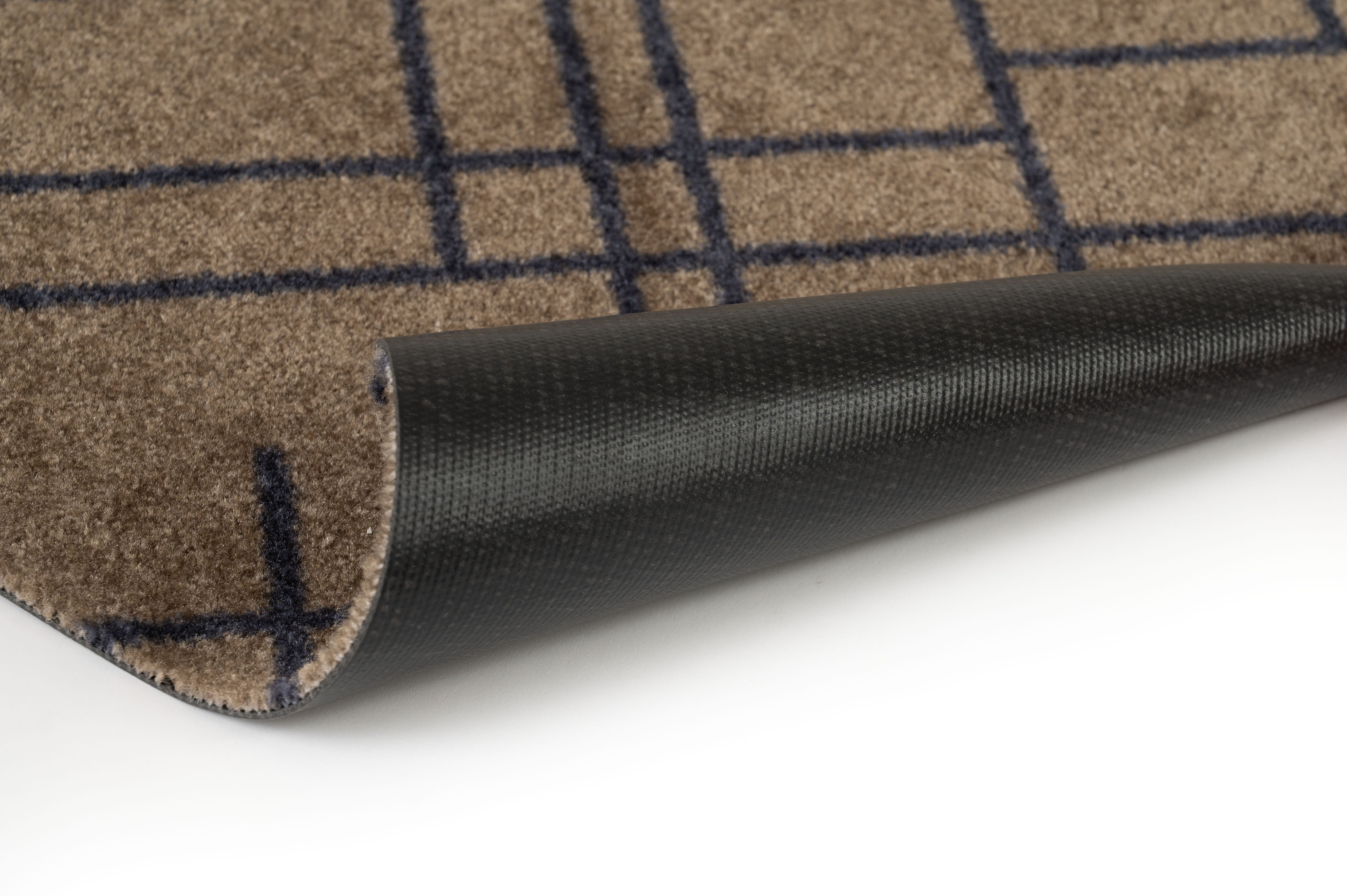 FLOOR MAT 40 x 60 cm - LINES SAND / BLUE-GRAY