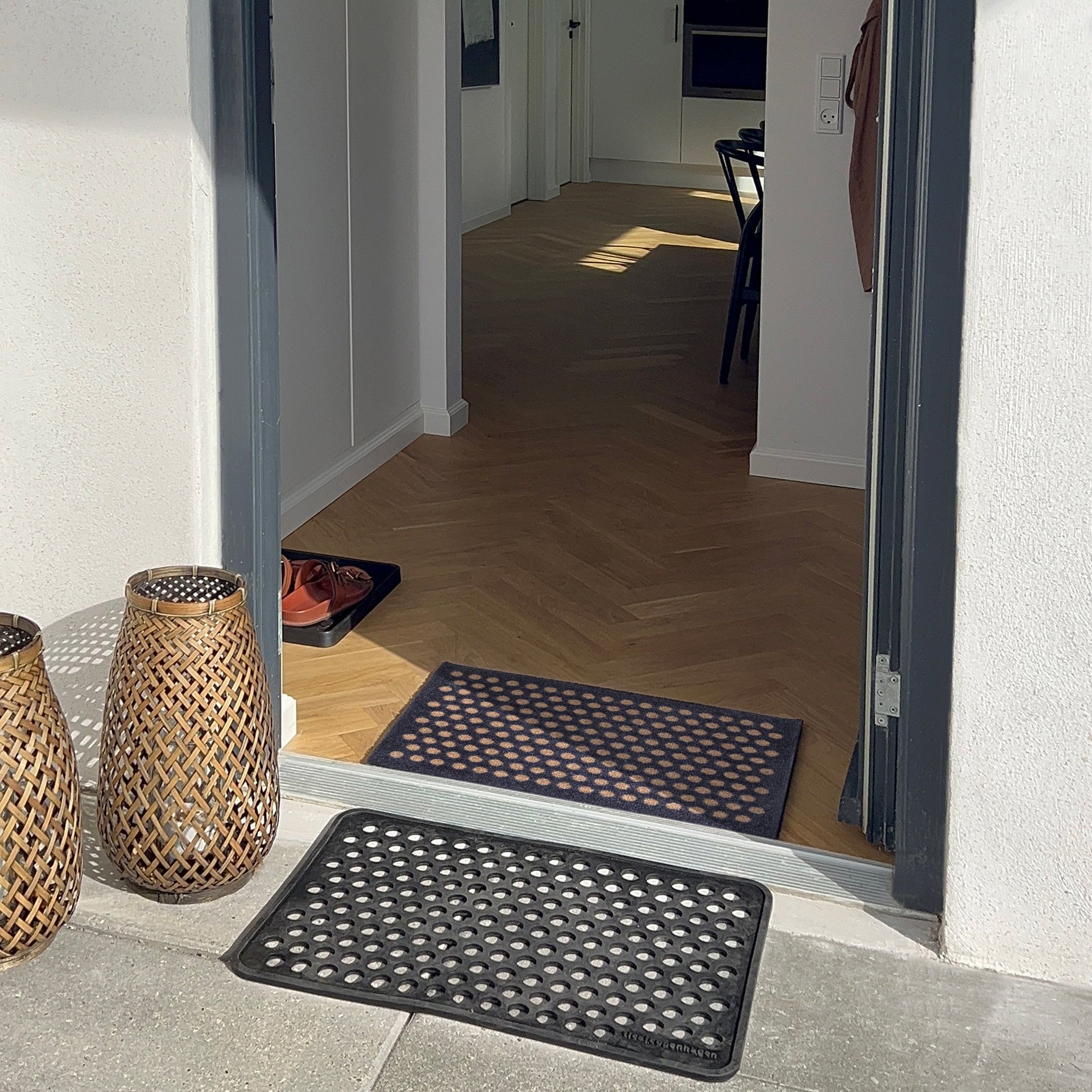 FLOOR MAT 40 x 60 cm - DOT BLUE-GREY / SAND