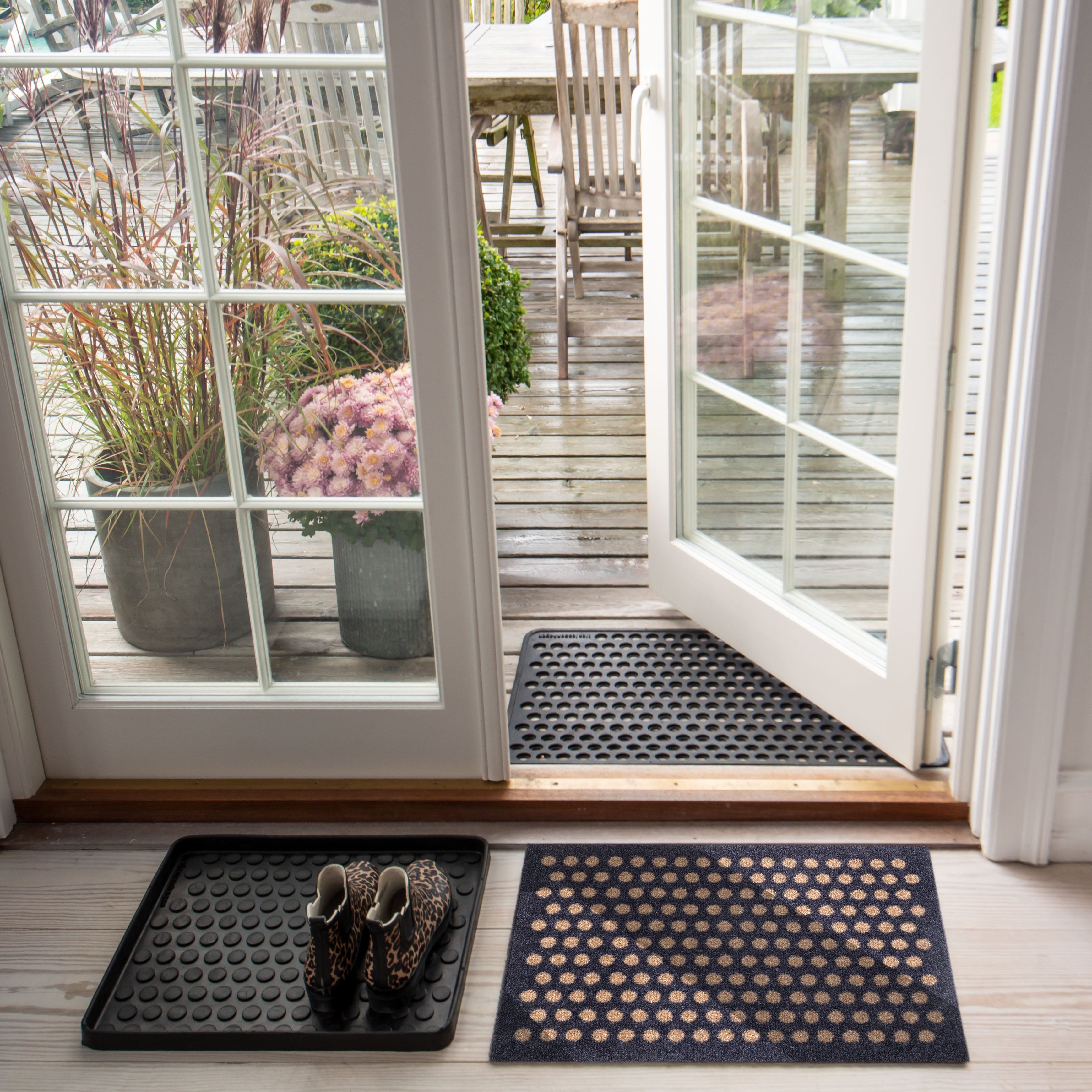 FLOOR MAT 40 x 60 cm - DOT BLUE-GREY / SAND