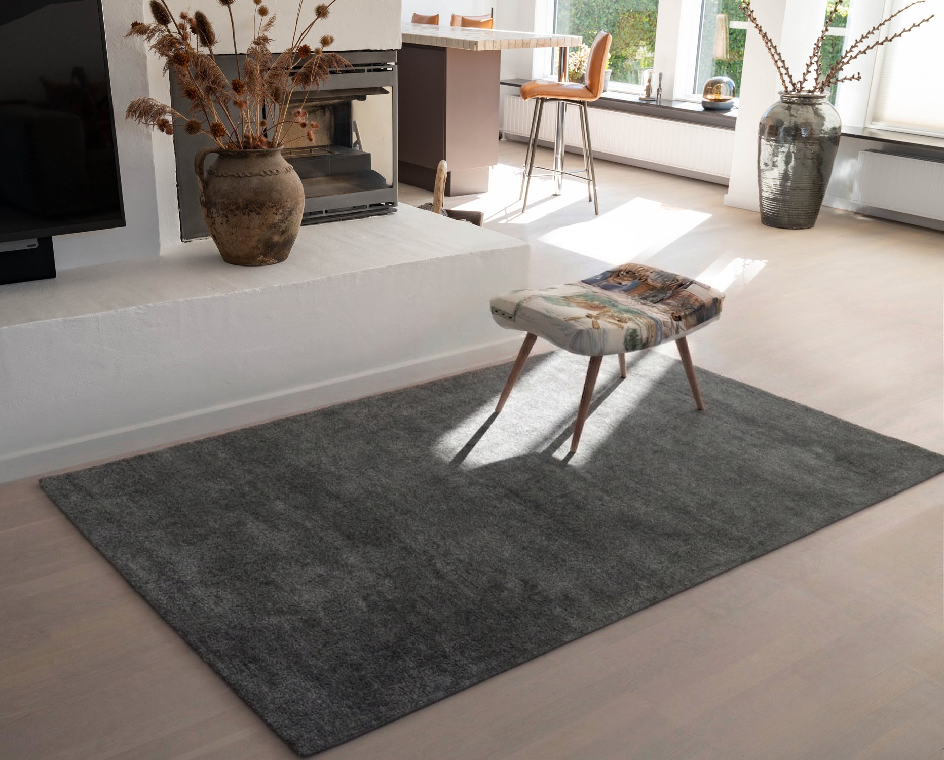 Large rug 140 x 200 cm Steelgrey | Rug for living room, hallway