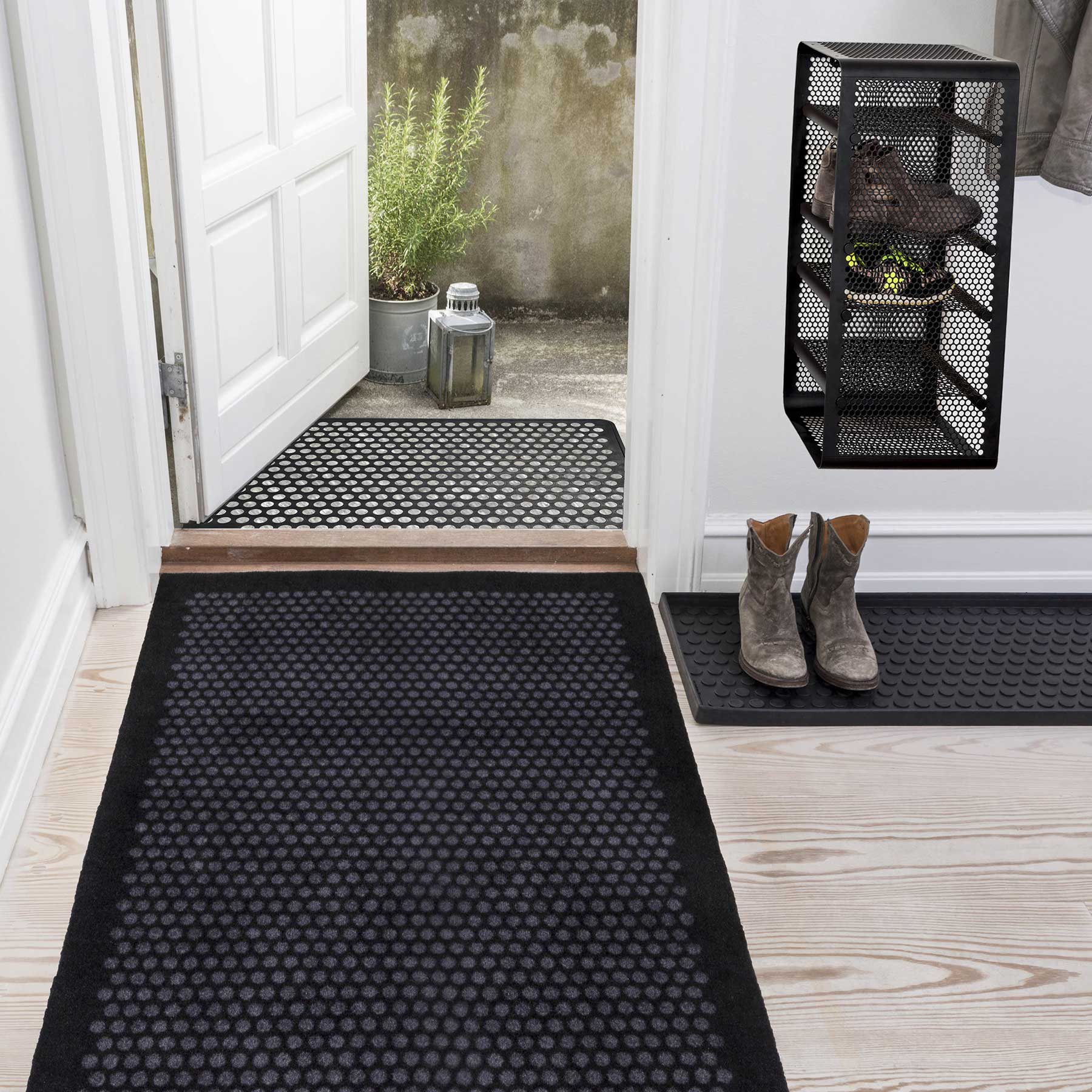 FLOOR MAT 90 x 200 CM - DOT BLACK/GREY