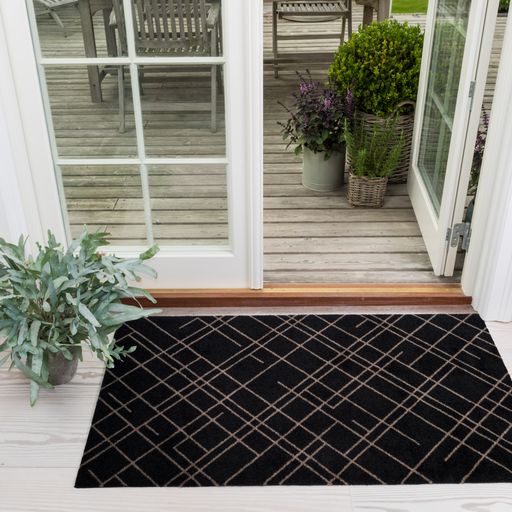 FLOOR MAT 67 x 120 CM - LINES BLACK/SAND