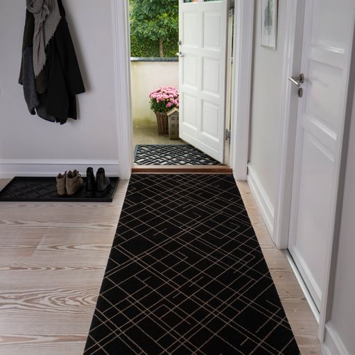 FLOOR MAT 90 x 200 CM - LINES BLACK/SAND