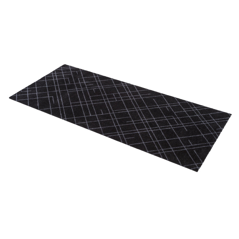 FLOOR MAT 67 x 150 CM - LINES BLACK/GREY