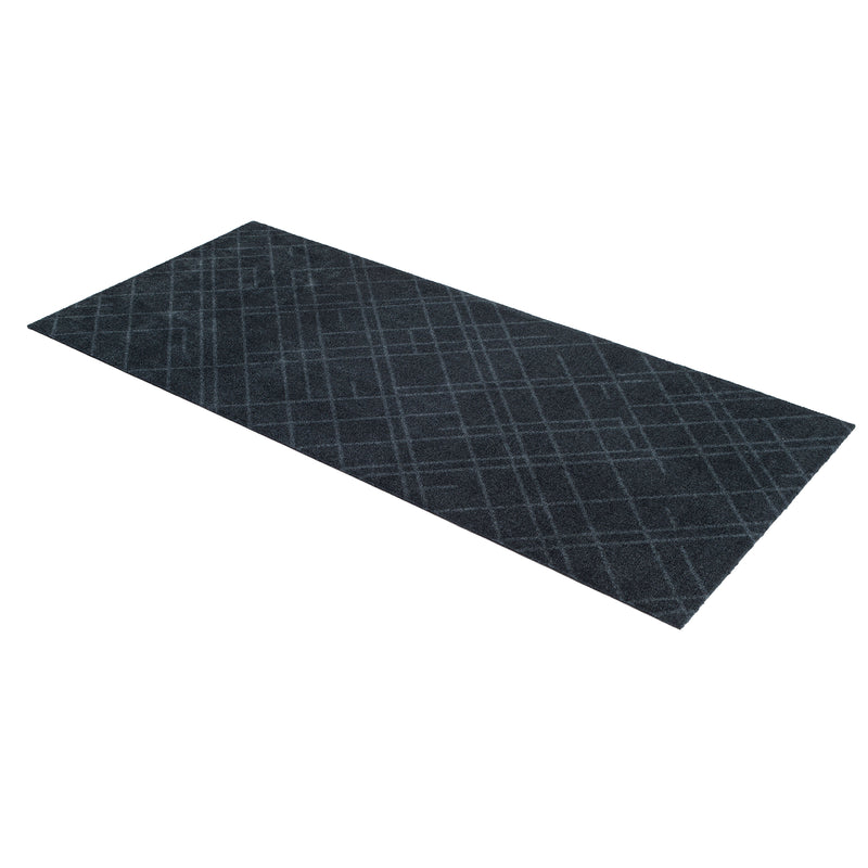 FLOOR MAT 67 x 150 CM - LINES/DARK GREY
