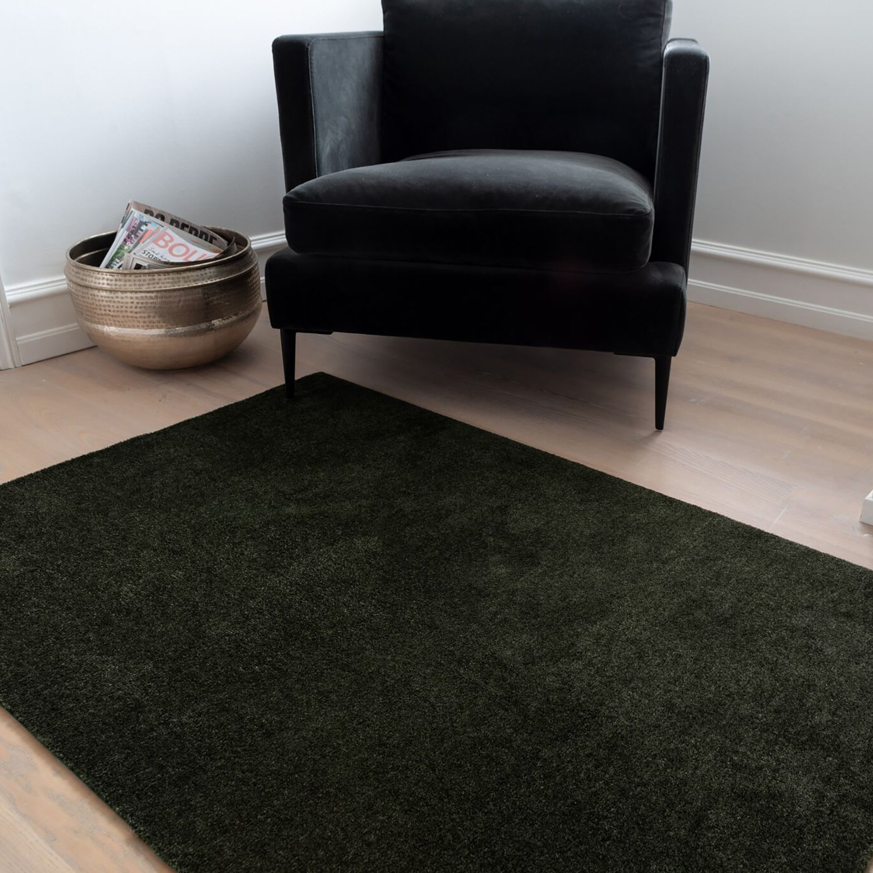FLOOR MAT 90 X 130 cm UNICOLOR DARK GREEN