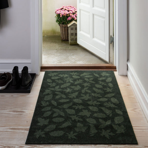FLOOR MAT 90 x 130 CM - LEAVES/DARK GREEN