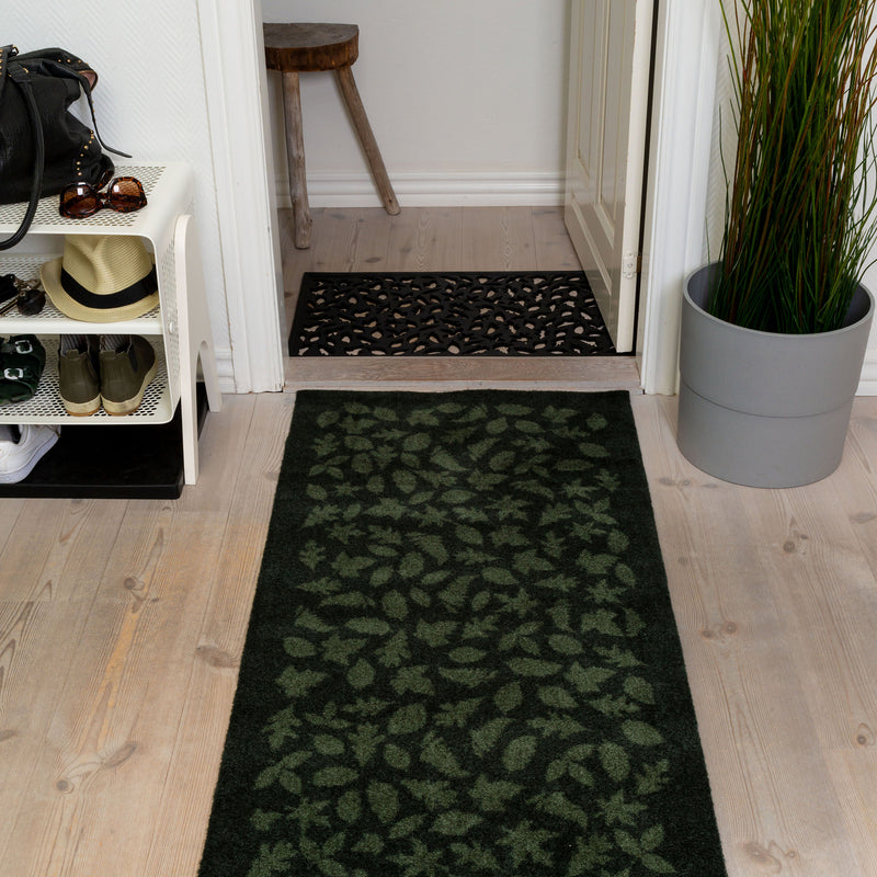 FLOOR MAT 90 x 130 CM - LEAVES/DARK GREEN