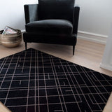 FLOOR MAT 90 x 130 CM - LINES BLACK/SAND