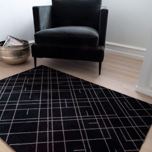 FLOOR MAT 90 x 130 CM - LINES BLACK/SAND