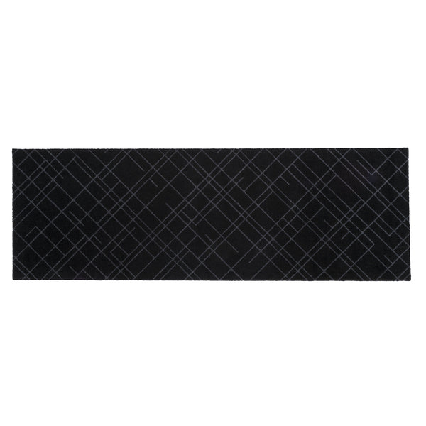 FLOOR MAT 67 x 200 CM LINES/BLACK GREY