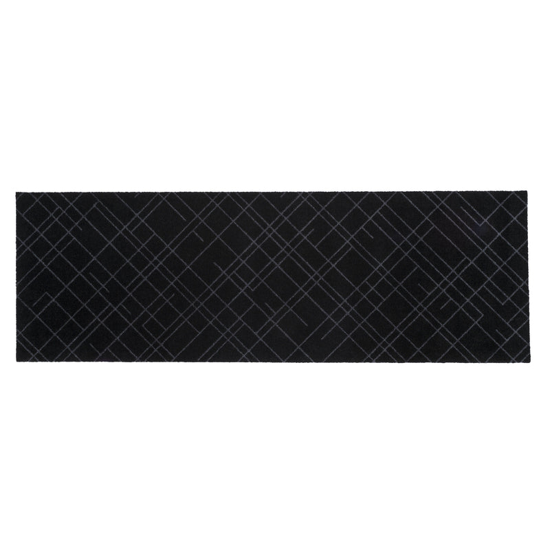 FLOOR MAT 67 x 200 CM LINES/BLACK GREY