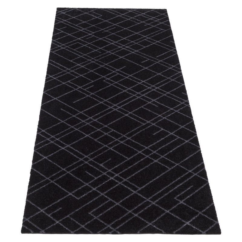 FLOOR MAT 67 x 200 CM LINES/BLACK GREY
