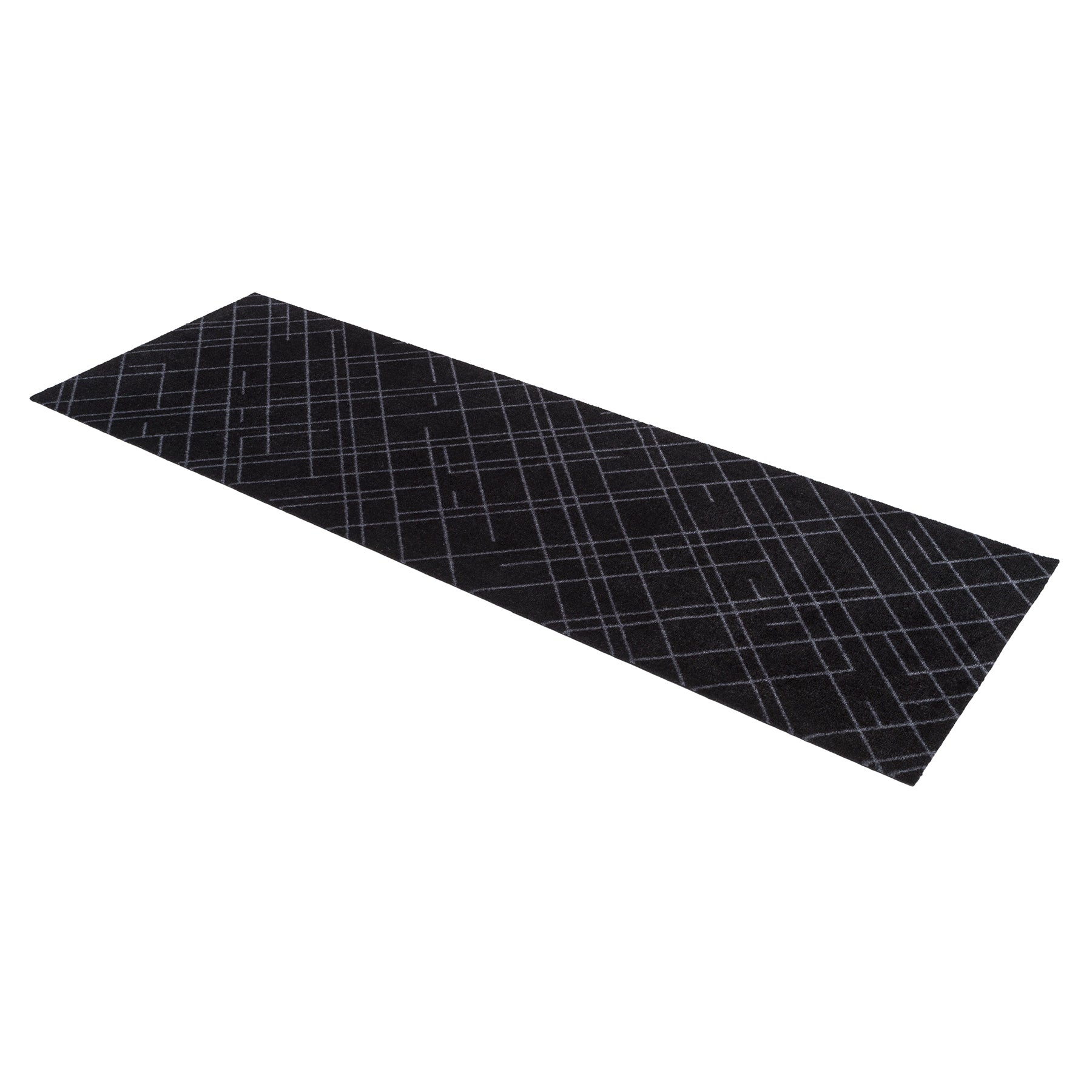 FLOOR MAT 67 x 200 CM LINES/BLACK GREY