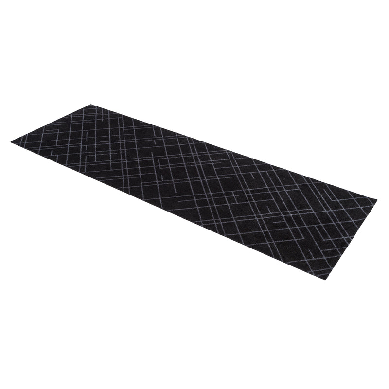 FLOOR MAT 67 x 200 CM LINES/BLACK GREY