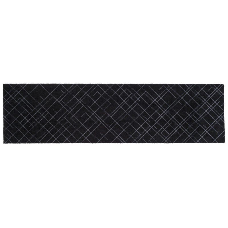 FLOOR MAT 67 x 250 CM LINES BLACK/GREY
