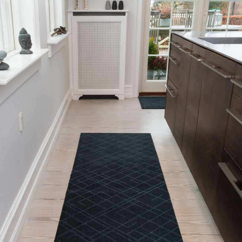 FLOOR MAT 67 x 250 CM LINES BLACK/GREY