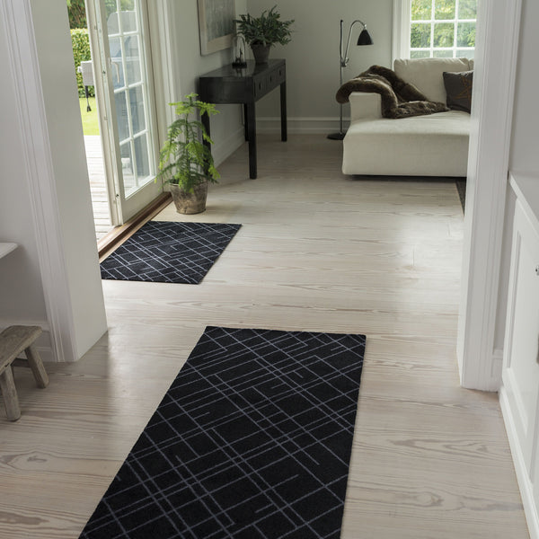 FLOOR MAT 67 x 250 CM LINES BLACK/GREY