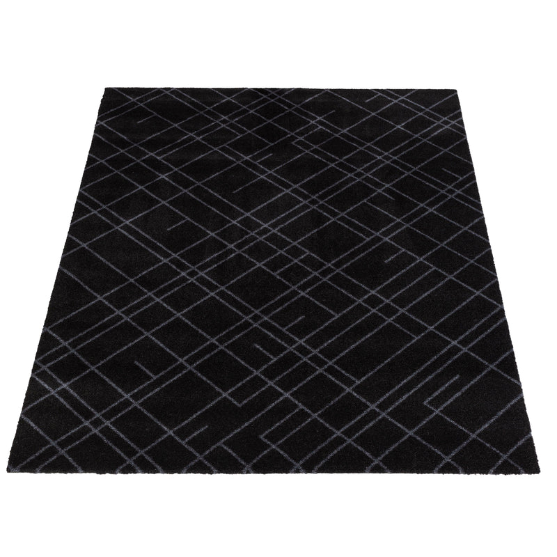 FLOOR MAT 90 X 130 CM - LINES BLACK/GREY