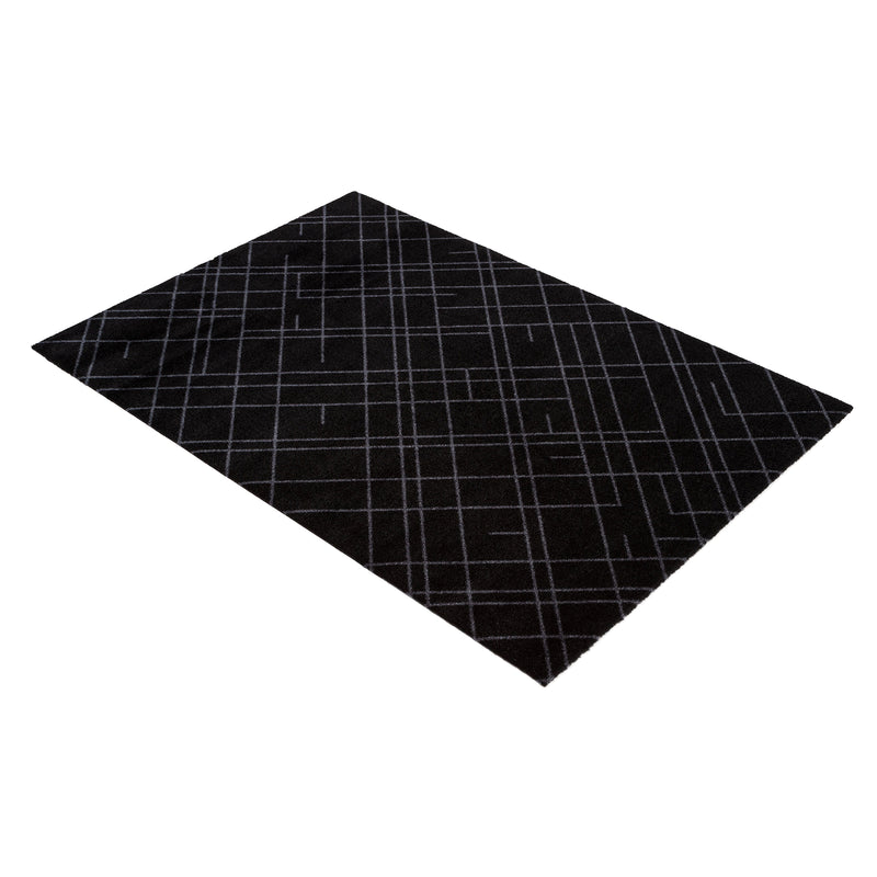 FLOOR MAT 90 X 130 CM - LINES BLACK/GREY
