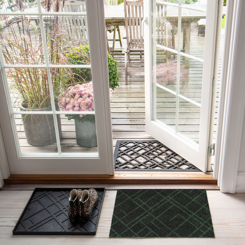 FLOOR MAT 40 x 60 cm - LINES/DARK GREEN