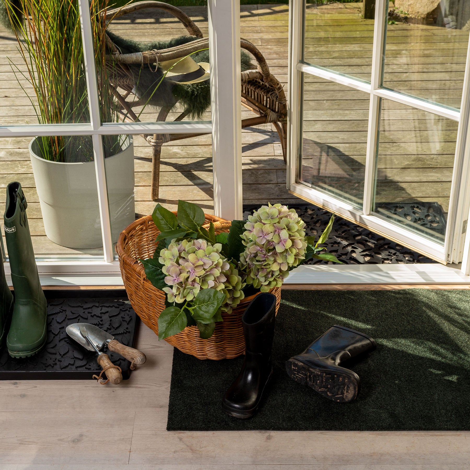 FLOOR MAT 60 x 90 cm UNICOLOR DARK GREEN